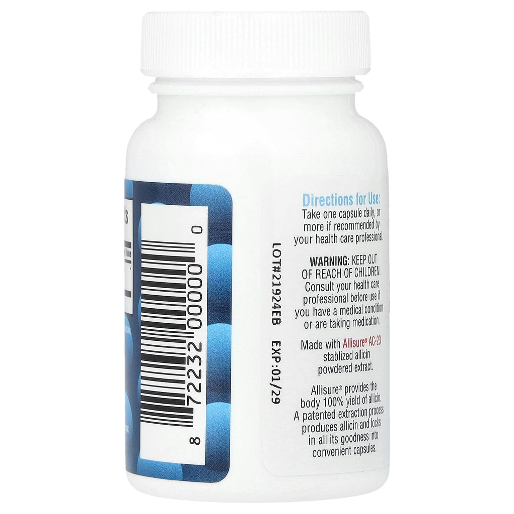 Allimax 100% Allicin Powder Capsules, 180 mg, 30 Vegetarian Capsules