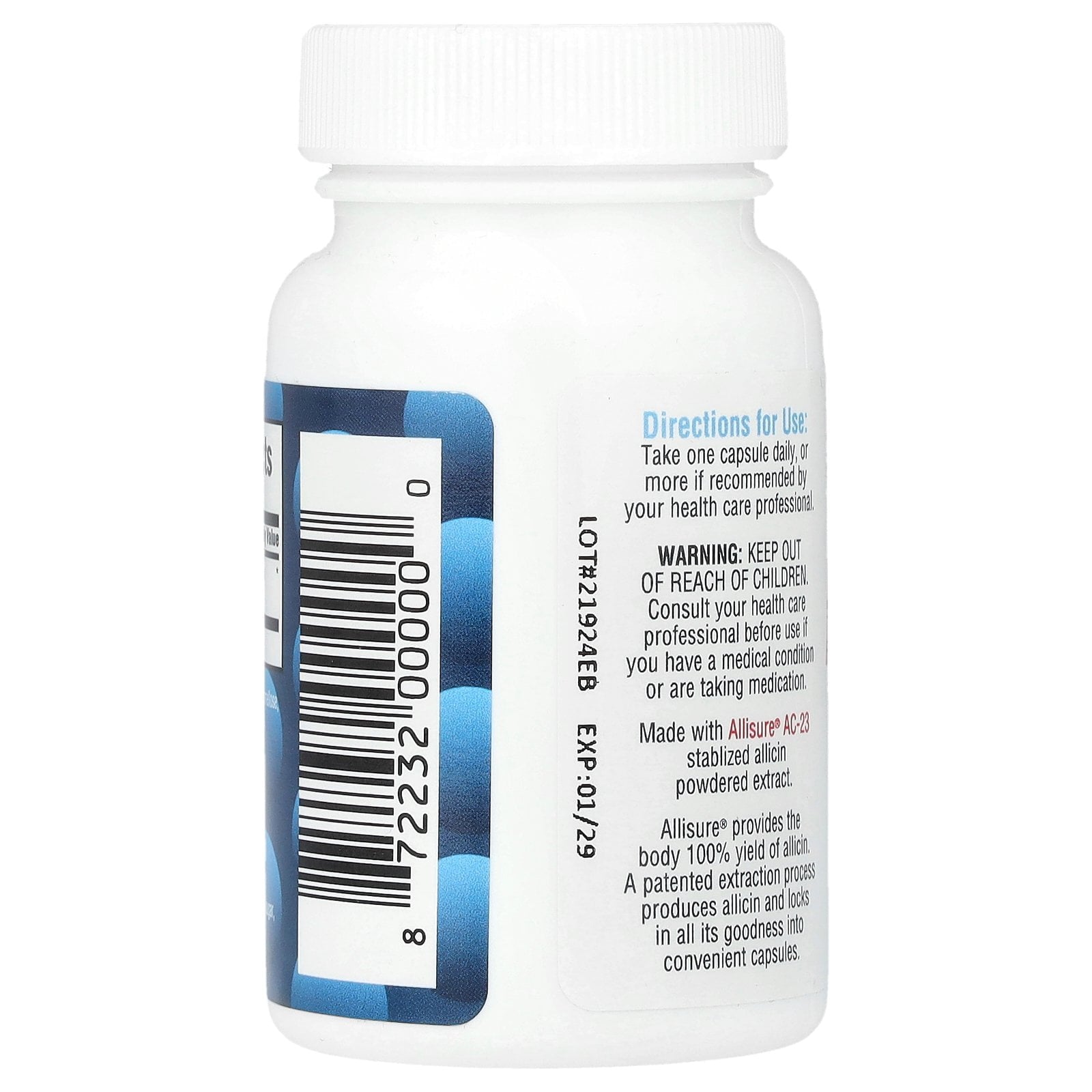 Allimax 100% Allicin Powder Capsules, 180 mg, 30 Vegetarian Capsules