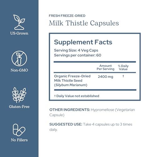 Eclectic Herb - Premium Freeze Dried Milk Thistle Capsules (240 CT | 600 mg)