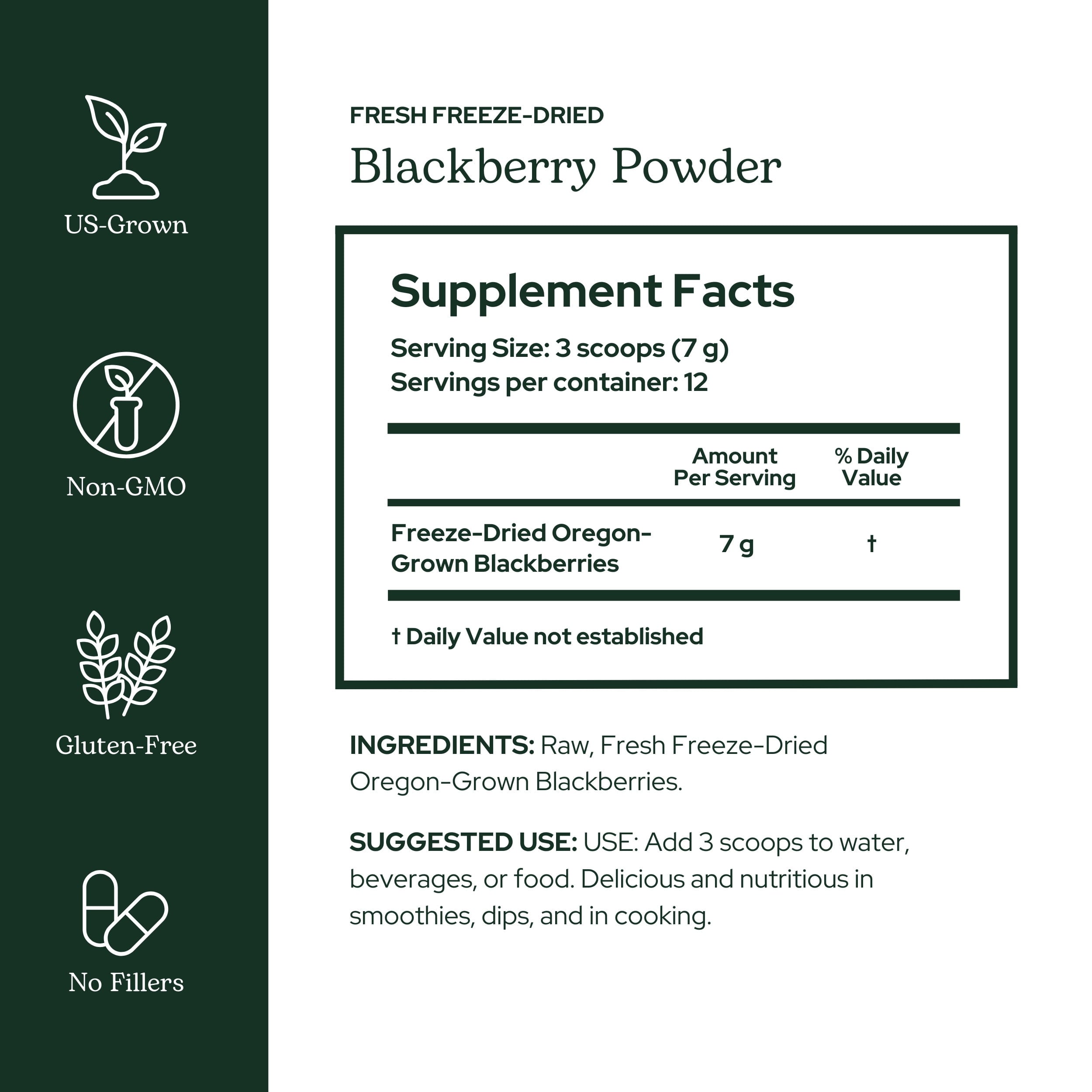 Eclectic Herb Blackberry Powder Freeze-Dried 90 g Powder