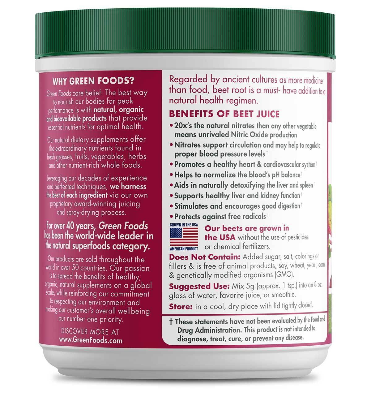 Green Foods Organic Beet Essence Juice Powder, 5.3 oz