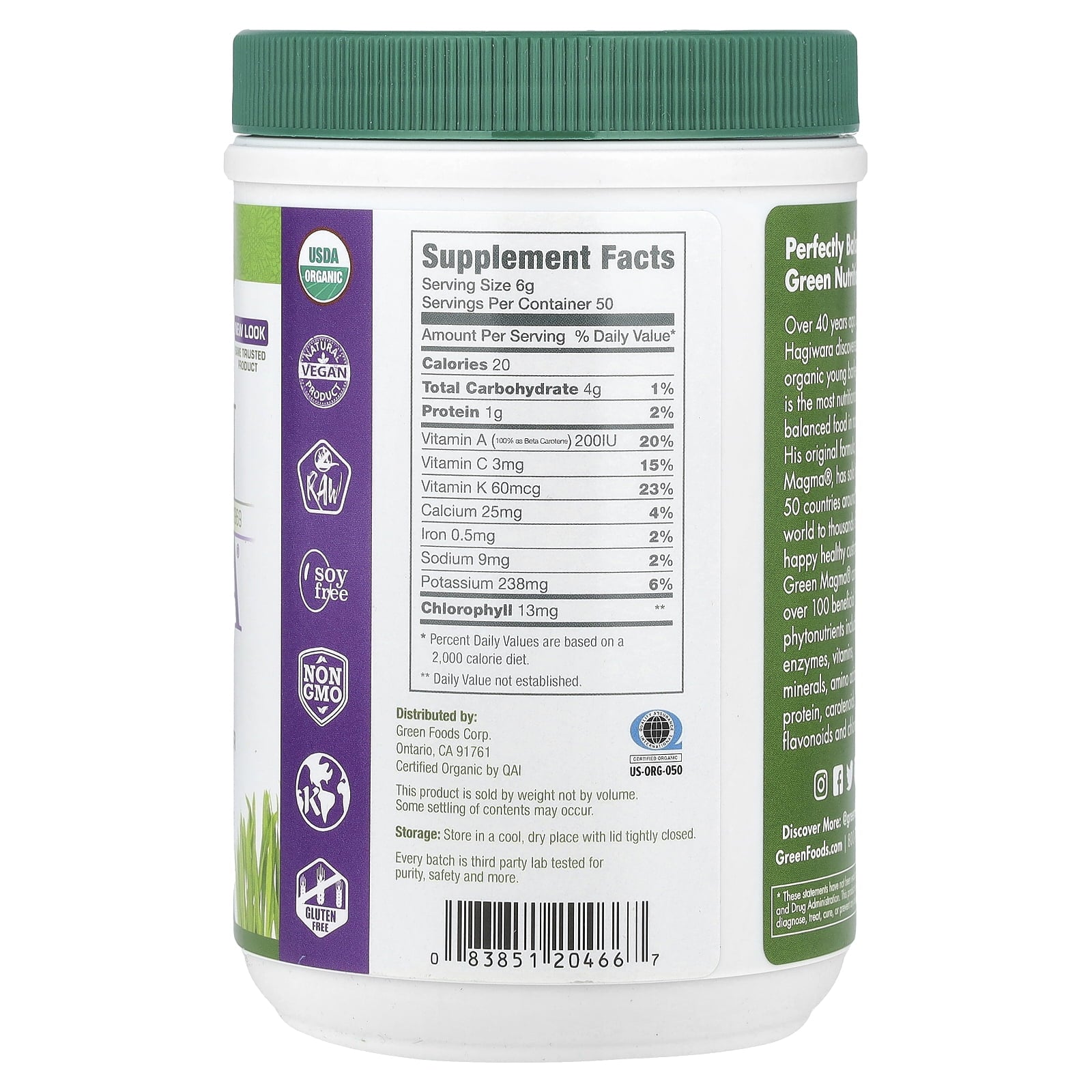 Green Foods Organic Barley Grass Powder, 10.6 Oz