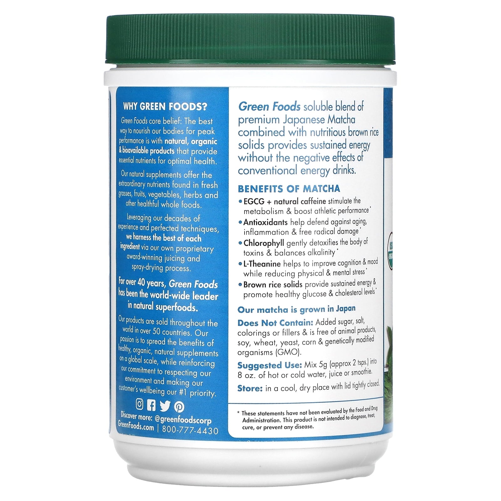 Green Foods Organic Matcha Green Tea, 11 oz