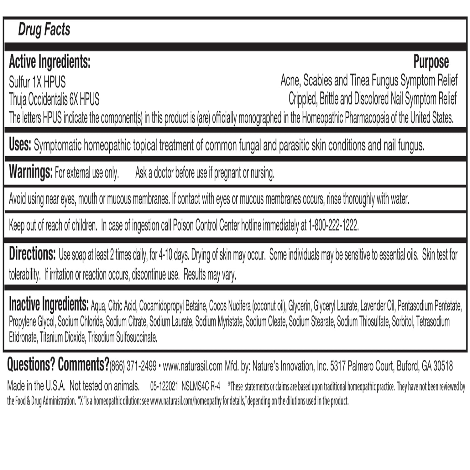 Naturasil Tinea Versicolor Treatment Soap - 5oz | Max-Strength 10x Sulfur Soap for Fast-Acting Antifungal Relief | Soothes and Restores Skin Health | Adult & Child Safe