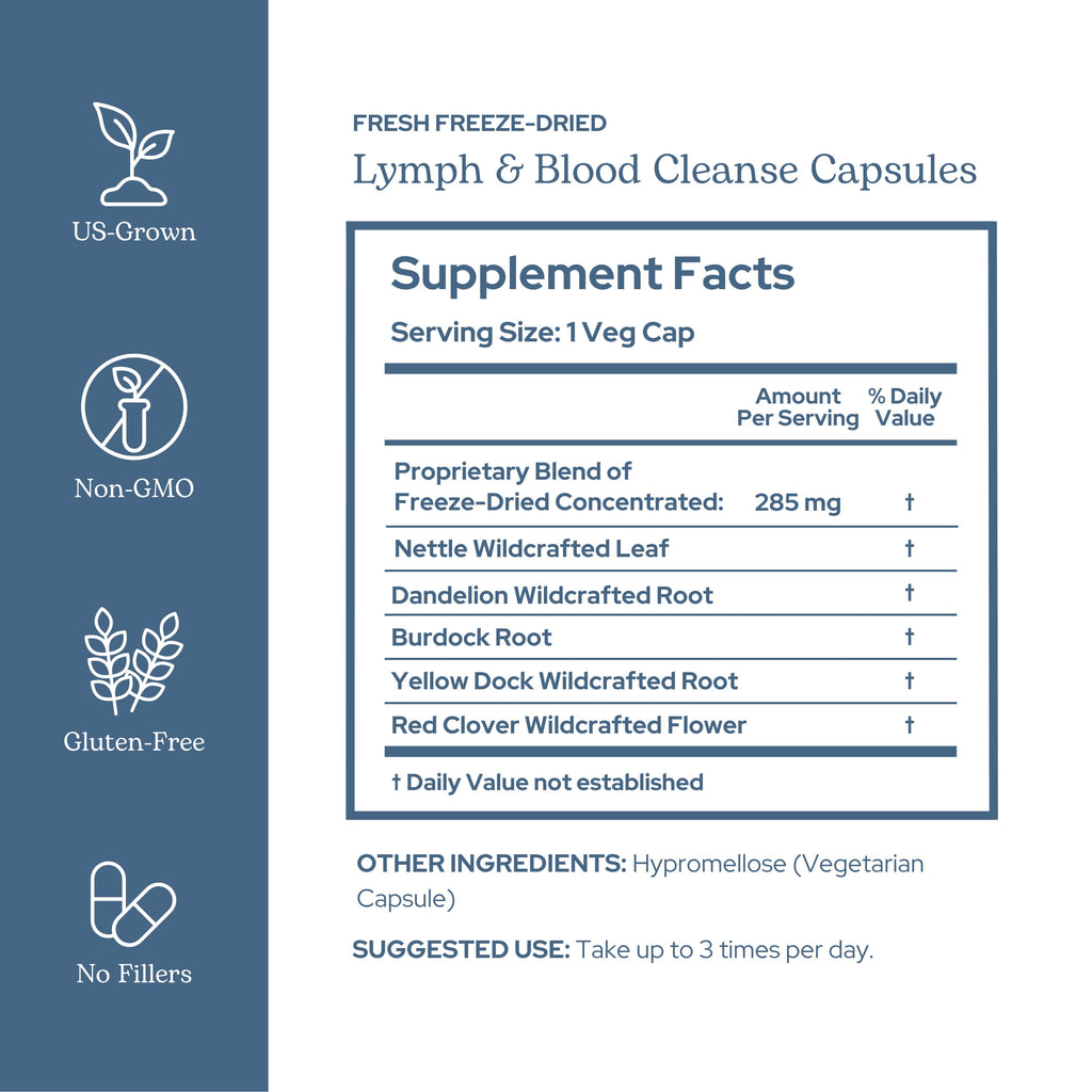 Eclectic Herb Freeze Dried, Lymphatic & Blood Cleanse, 285 mg, 45 Veg Caps