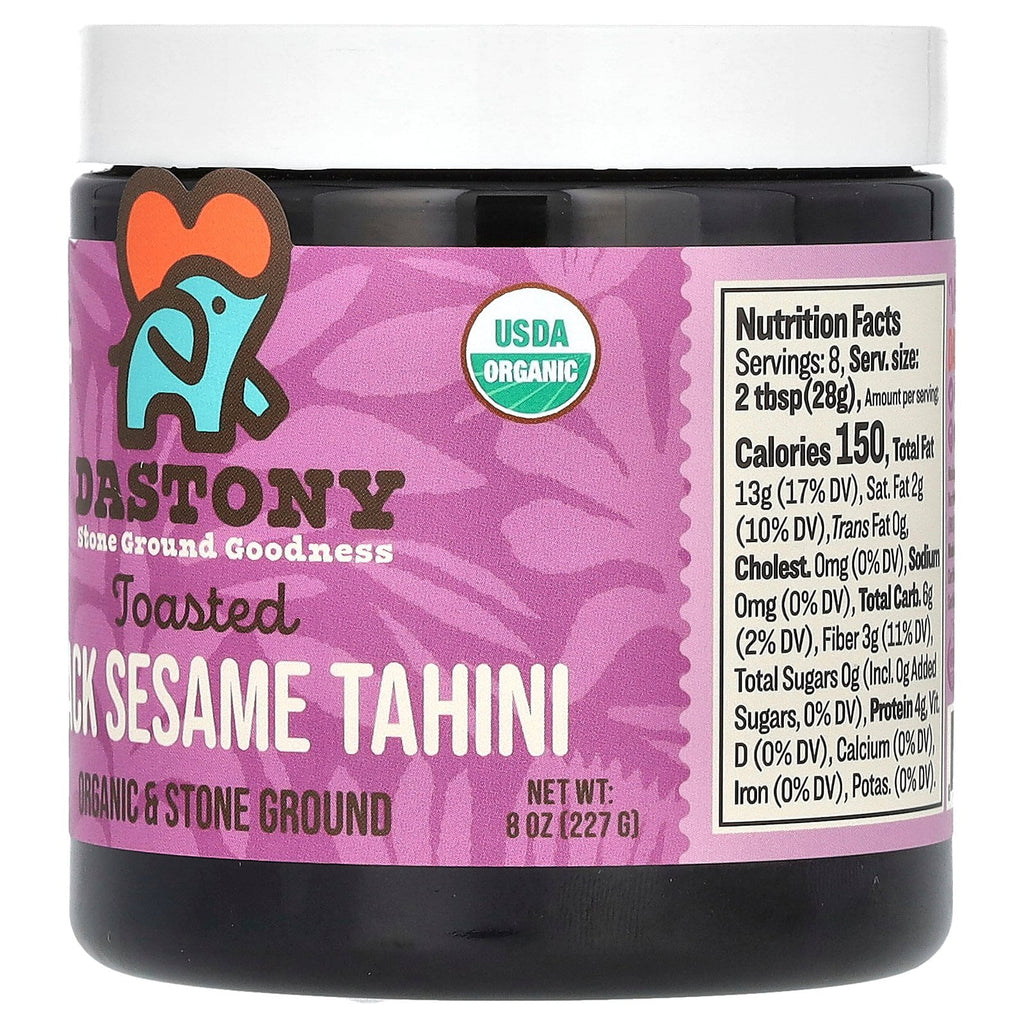 Dastony Organic Black Sesame Tahini, Raw Stone Ground, 8 oz (227 g)